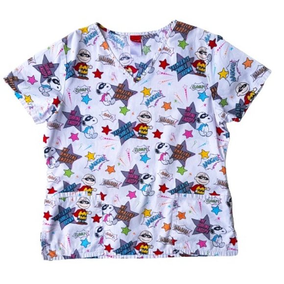 Peanuts Tops - 2016 PEANUTS Smock Nurse Scrub Top